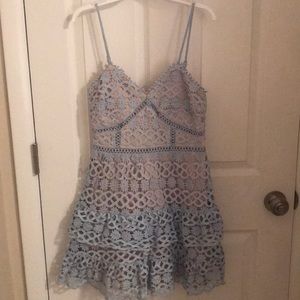Lulus blue and nude lace dress